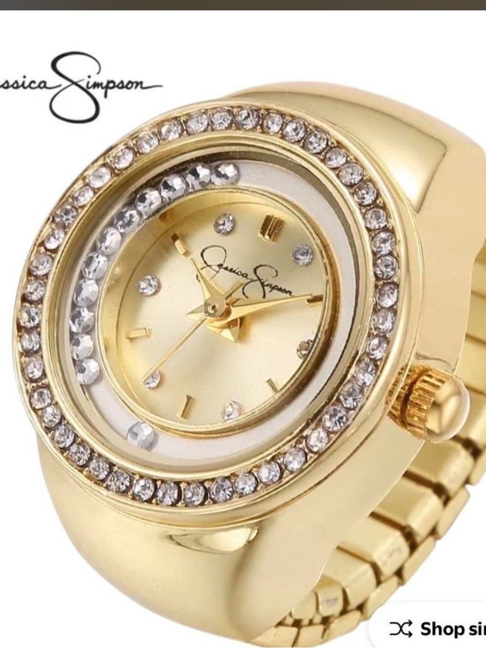 Jessica Simpson Gold-Tone Crystal Bracelet Watch